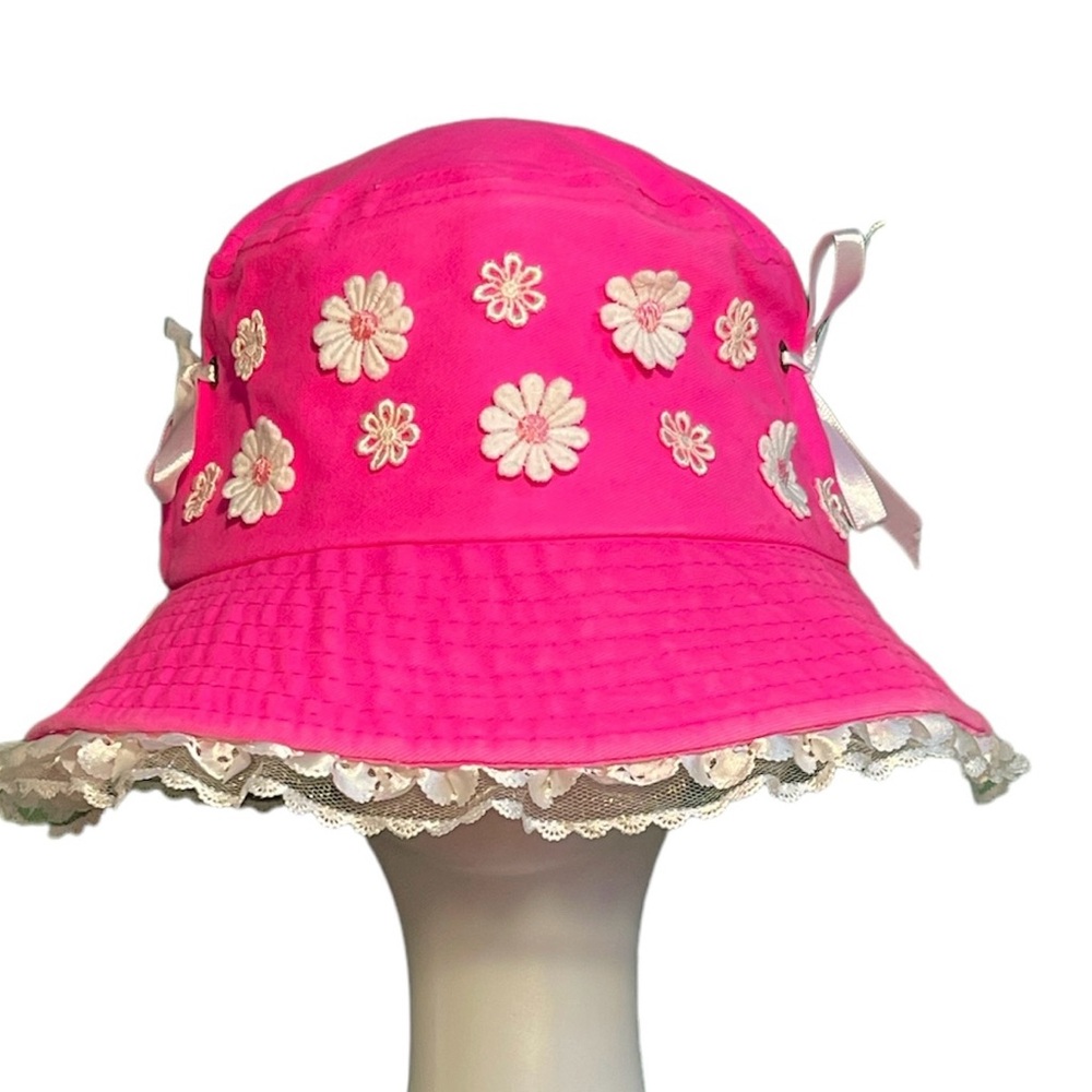CHAPEAU BOB BRODÉ ROSE NÉON